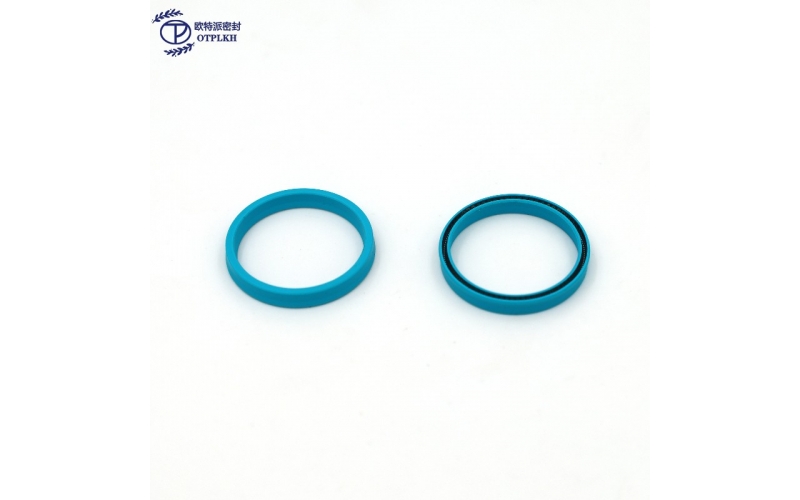 spring seal for Holes modified polytetrafluoroethylene with glass fiber blue with V-shaped spring OTPLKH factory customized
