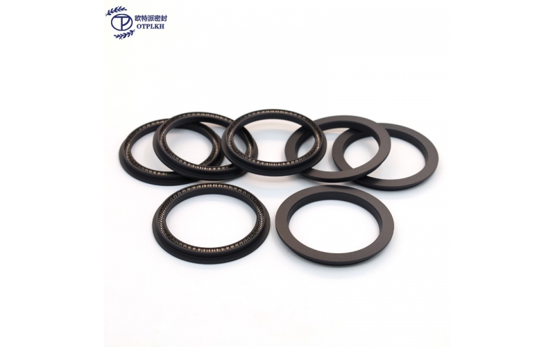Rotary Spring Seal Modified PTFE with Carbon Fiber Stainless Steel V-Spring Polytetrafluoroethylene seals OTPLKH Seals Factory Customized